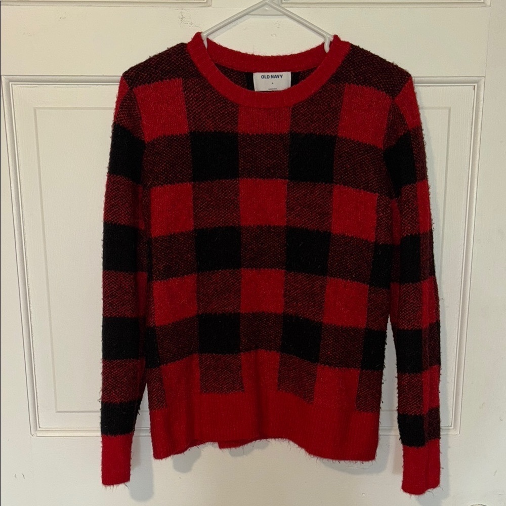 Old Navy Red and Black Crew Neck Sweater